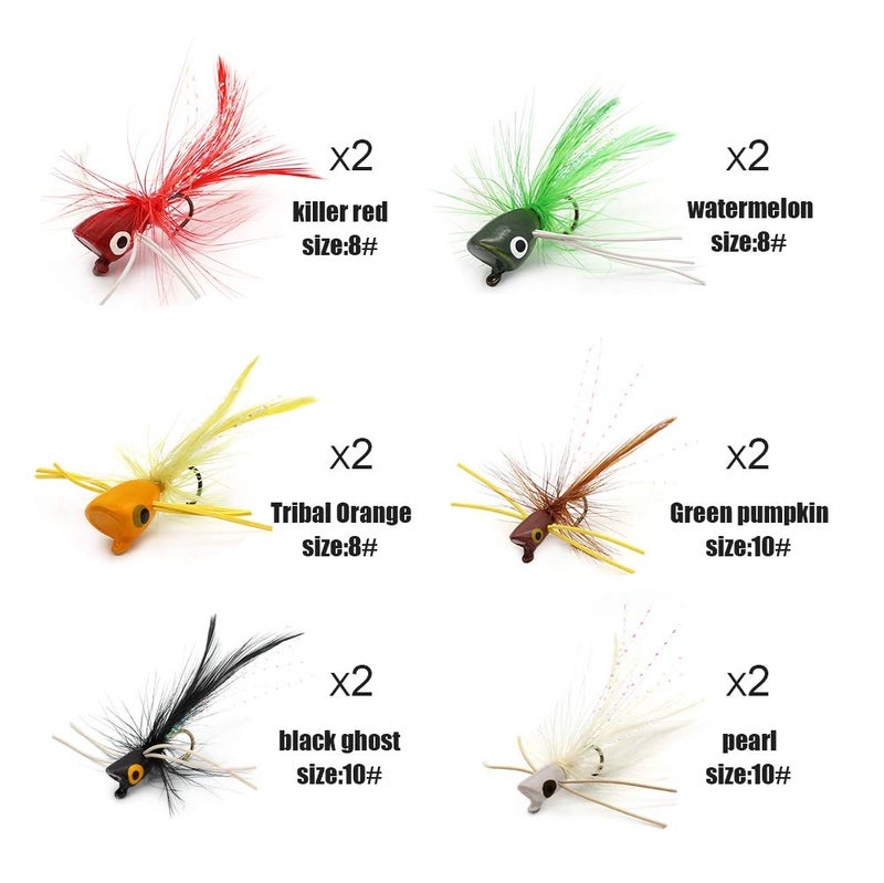 XFISHMAN Fly Fishing Poppers Lures for Bass Panfish Flies Topwater Popper for Crappie Bluegill Kit (3 Kinds of Size Popper Flies Kit 24 pk with Fly Box) - Image 4
